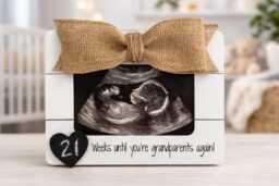 Pregnancy Announcement For Grandparents Frame Grandparent Reveal Gift Custom Ultrasound Countdown Weeks Until Again - thumbnail 1