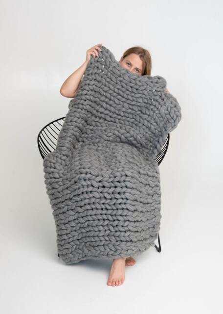 Handmade Chunky Knit Merino Wool Blanket, Bulky Throw - image 1