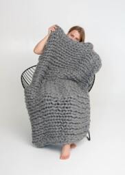 Handmade Chunky Knit Merino Wool Blanket, Bulky Throw