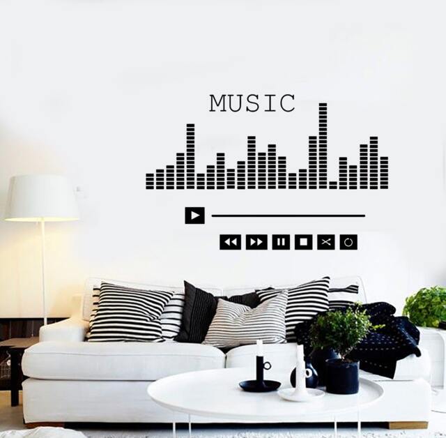 Wall Vinyl Music Player Equalizer Good Sound Guaranteed Quality Decal Mural Art 1540Dz - image 1