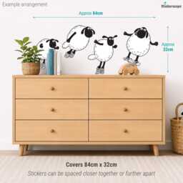 Shaun The Sheep Black Wall Stickers Farm Animal Nursery Decals Bedroom Decor Children's Room - thumbnail 3