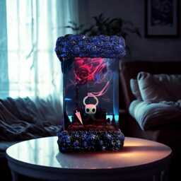 New Hornet & Hollow Knight Resin Lamp - Handmade Led Diorama Light, Indie Game Lamp, Gamer Room Decor, Gift Inspired By - thumbnail 4
