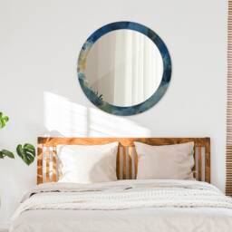 Onyx Marble, Blue, Round Mirror Frame, Glass Wall Art, High Quality Print - thumbnail 3