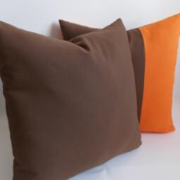 Brown & Orange Pillow Cover Set Cotton Canvas Throw Pillows - 18x18 - thumbnail 3