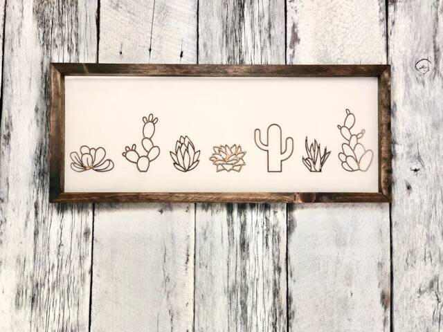 3D Cactus Wood Wall Art Plant Nursery Decor - image 1