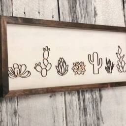 3D Cactus Wood Wall Art Plant Nursery Decor - thumbnail 3