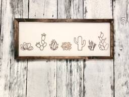 3D Cactus Wood Wall Art Plant Nursery Decor - thumbnail 1
