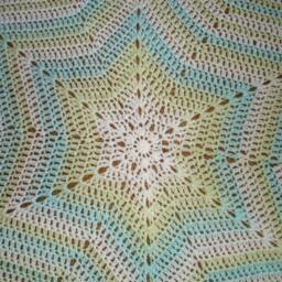 "New Handmade Crocheted ""star"" Baby Blanket/Afghan in Turquoise-Green - 55" - thumbnail 3