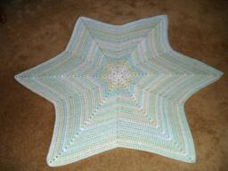 "New Handmade Crocheted ""star"" Baby Blanket/Afghan in Turquoise-Green - 55"