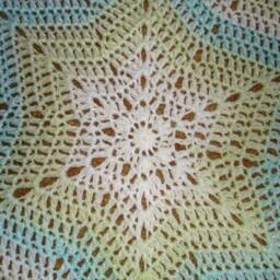 "New Handmade Crocheted ""star"" Baby Blanket/Afghan in Turquoise-Green - 55" - thumbnail 2