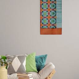 Handmade Silk Organza Pojagi Wall Hanging Geometric Shibori Art - thumbnail 3