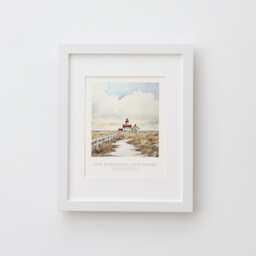 New Dungeness Lighthouse Washington Wall Art Print - Pen Ink & Watercolor Coastal Decor Illustration, Archival Fine Art Print. State Gift - thumbnail 3