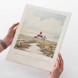 New Dungeness Lighthouse Washington Wall Art Print - Pen Ink & Watercolor Coastal Decor Illustration, Archival Fine Art Print. State Gift - thumbnail 2
