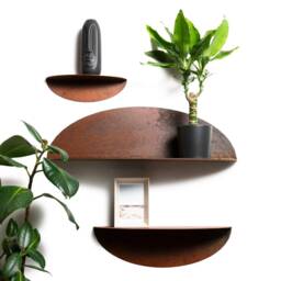 Rustic Metal Shelf For Wall, Farmhouse Steel Display Shelving, Industrial Design Floating Shelves, Set Of Brown Decorative Shelves - thumbnail 1