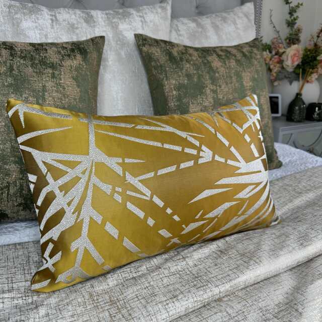 Saffron Gold Designer Cushion Cover Harlequin Lorenza Fabric, Double-Sided Luxury Pillow Cover For Sofa & Bed - image 1