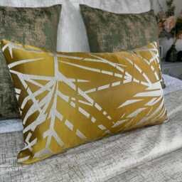 Saffron Gold Designer Cushion Cover Harlequin Lorenza Fabric, Double-Sided Luxury Pillow Cover For Sofa & Bed - thumbnail 2