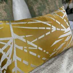 Saffron Gold Designer Cushion Cover Harlequin Lorenza Fabric, Double-Sided Luxury Pillow Cover For Sofa & Bed - thumbnail 3
