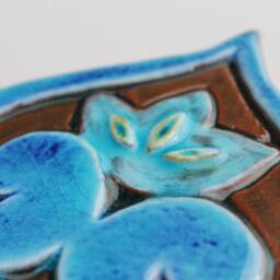 Turquoise Ceramic Mandala Wall Decor Handmade Outdoor Tile - 27.5cm - thumbnail 3