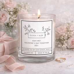 Personalised First Valentines Day Candle, 1st Gift, Gift For Her, Girlfriend, Couples - thumbnail 1
