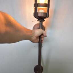 Hand Forged Wrought Iron Torch Wall Sconce Medieval Gothic Lighting - thumbnail 4