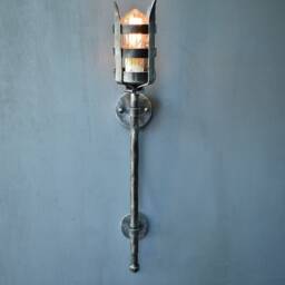 Hand Forged Wrought Iron Torch Wall Sconce Medieval Gothic Lighting - thumbnail 2