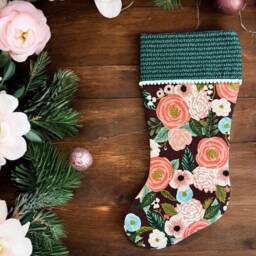 Rifle Paper Co Juliet Rose in Burgandy Fabric Christmas Stocking