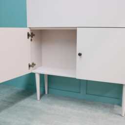 Fold Away Secretary Desk - Scandinavian Mid Century Inspired Pull-Down & Cupboard, Calamine - thumbnail 4