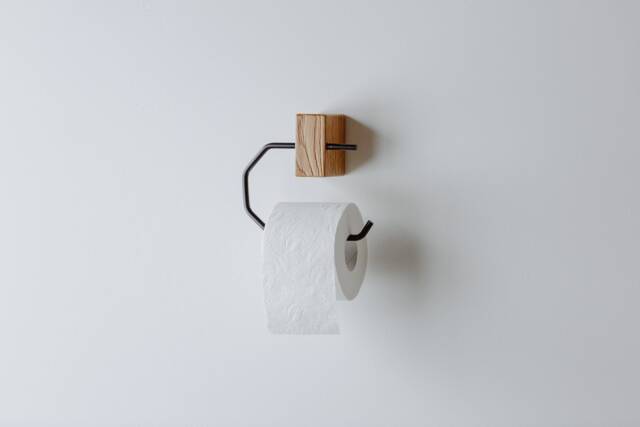 Wood & Metal Toilet Paper Holder, Modern Wall Mount - image 1