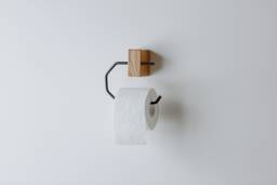 Wood & Metal Toilet Paper Holder, Modern Wall Mount