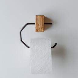 Wood & Metal Toilet Paper Holder, Modern Wall Mount - thumbnail 2