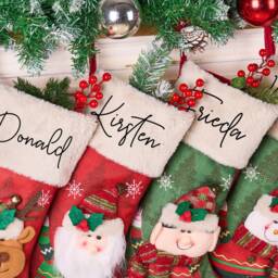 2025 Christmas Stocking With Name 3D Plush Stockings Custom Monogram Xmas Gifts Holiday Decor - thumbnail 2
