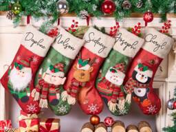 2025 Christmas Stocking With Name 3D Plush Stockings Custom Monogram Xmas Gifts Holiday Decor