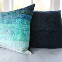 Turquoise Blue Modern Quilt Pillow Shams - Choose Your Size Made To Order - thumbnail 2