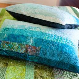 Turquoise Blue Modern Quilt Pillow Shams - Choose Your Size Made To Order - thumbnail 3