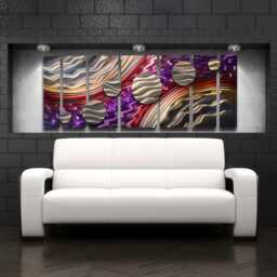 Large Metal Wall Art Purple Abstract Artwork Panels By Dv8 Studio - thumbnail 1