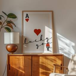 Lucky You Print - Ace Of Spades Playing Card Trendy Wall Art Bar Decor Kitchen Aesthetic Room Retro - thumbnail 2