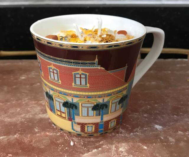 Candle Jasmine Scented Palm Wax Aroma Therapy in Bone China Queens Mug - image 1