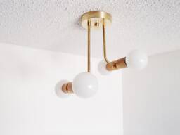 Modern Ceiling Light - Brass Flush Mount Offset Stepped Contemporary Minimalist Hallway Lighting Bedroom Dining Room Ul Listed - thumbnail 1