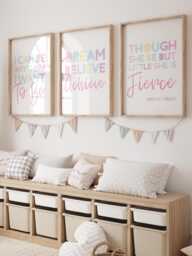 Set Of 3 Girls Bedroom Prints, Decor, Motivational Wall Art, Playroom Affirmation, Toddler - thumbnail 1