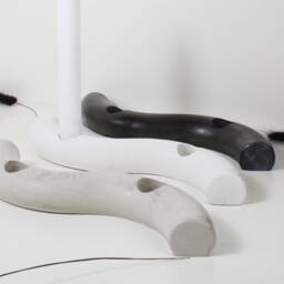 Concrete Candle Holder, Decorative Candlestick For Living Room, 24 cm Long, Unusual Shape, Black, White, Grey, Modern Taper Holder - thumbnail 4