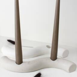 Concrete Candle Holder, Decorative Candlestick For Living Room, 24 cm Long, Unusual Shape, Black, White, Grey, Modern Taper Holder - thumbnail 2