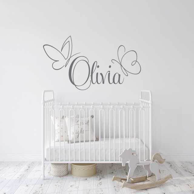 Personalized Girl Name Wall Decal Butterfly Nursery Decor P262 - image 1
