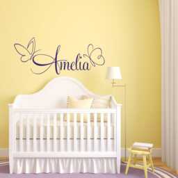 Personalized Girl Name Wall Decal Butterfly Nursery Decor P262 - thumbnail 4