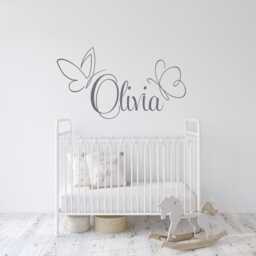 Personalized Girl Name Wall Decal Butterfly Nursery Decor P262 - thumbnail 1