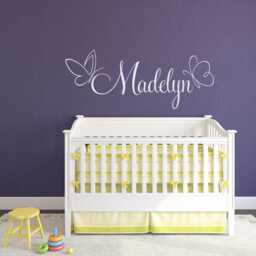 Personalized Girl Name Wall Decal Butterfly Nursery Decor P262 - thumbnail 3