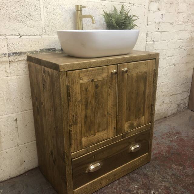 Hexham - Handmade Reclaimed Timber Bathroom Vanity Unit Rustic Custom Made Furniture - image 1