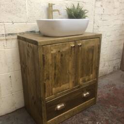 Hexham - Handmade Reclaimed Timber Bathroom Vanity Unit Rustic Custom Made Furniture - thumbnail 1