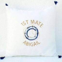 Captain First Mate, Personalize, Embroidered Pillow Case, Anchor, Life Saver, Pillow Cover, Name Pillow, Nautical Decor, Boat Gift, Yacht Decor - thumbnail 3