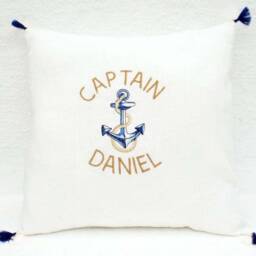 Captain First Mate, Personalize, Embroidered Pillow Case, Anchor, Life Saver, Pillow Cover, Name Pillow, Nautical Decor, Boat Gift, Yacht Decor - thumbnail 2