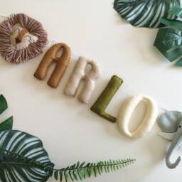 Safari Name Garland, Safari Wall Decor, Jungle Nursery Kids Bedroom Baby Shower Gift, Theme Nursery - thumbnail 2